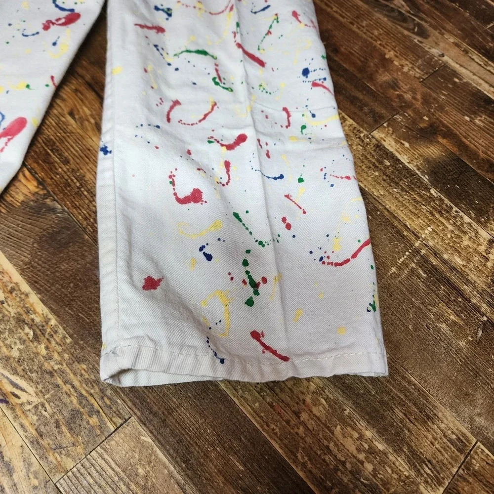 Vintage 80s-90s Liberty White Denim Overalls w Paint Splatters Sz 5 USA RARE!